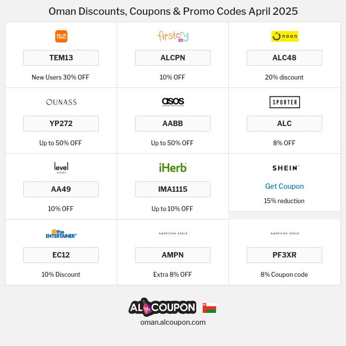 All Coupons and deals for Oman stores