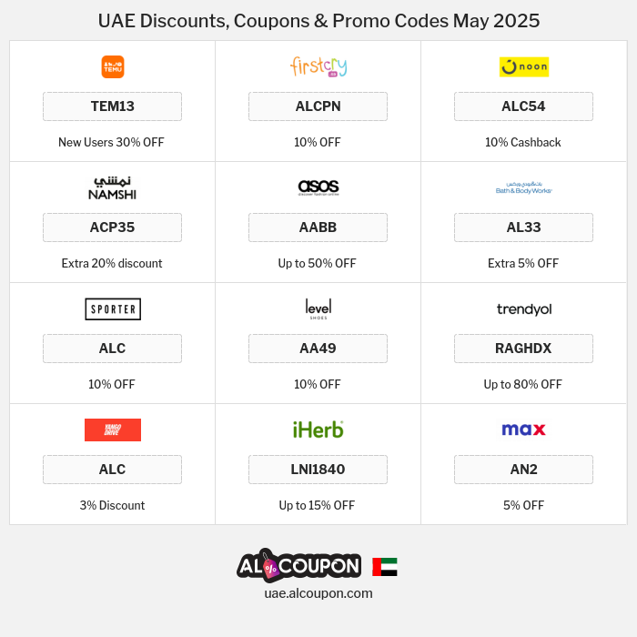 All Coupons and deals for UAE stores