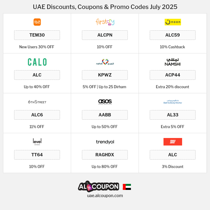 All Coupons and deals for UAE stores