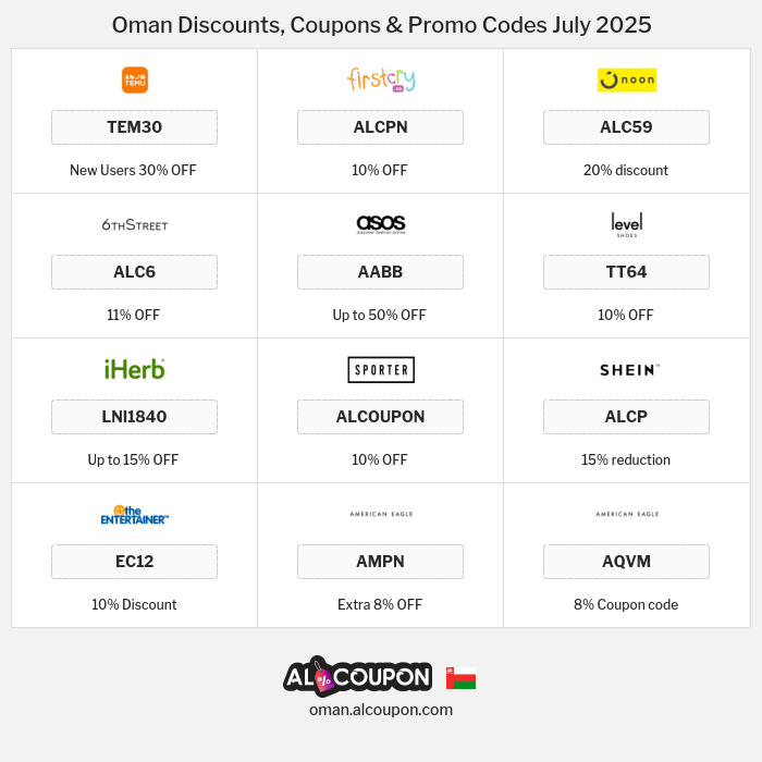 All Coupons and deals for Oman stores