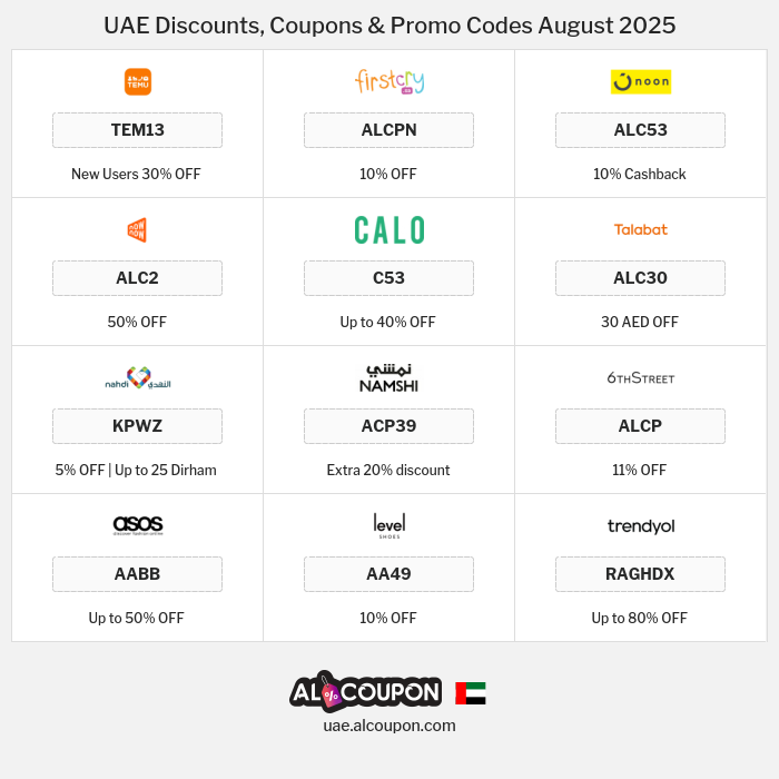 All Coupons and deals for UAE stores