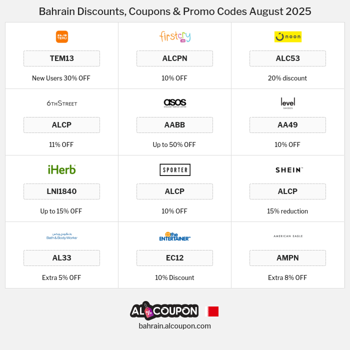 All Coupons and deals for Bahrain stores