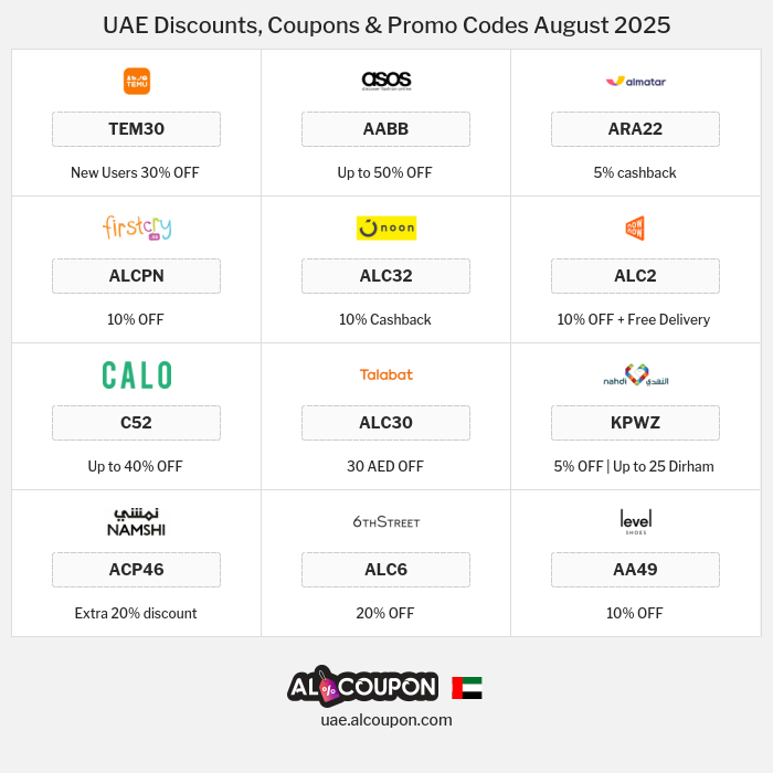 All Coupons and deals for UAE stores