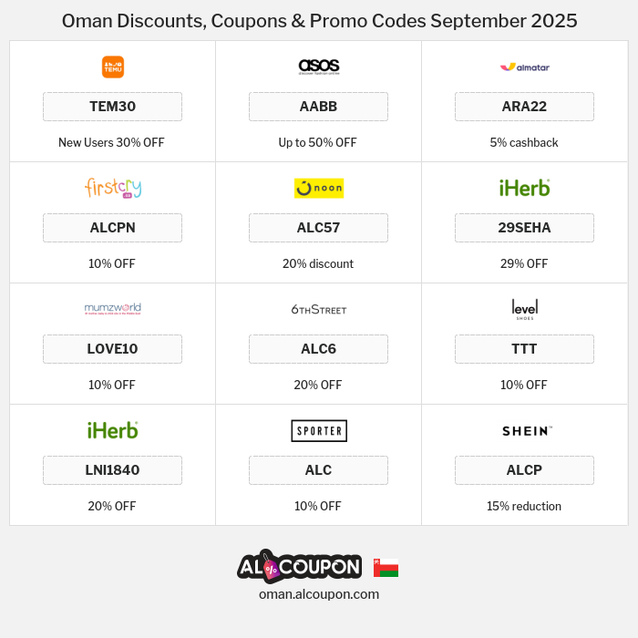 All Coupons and deals for Oman stores
