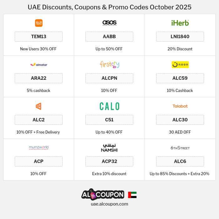 All Coupons and deals for UAE stores