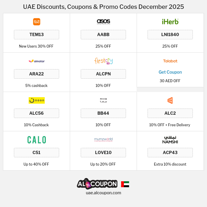 All Coupons and deals for UAE stores