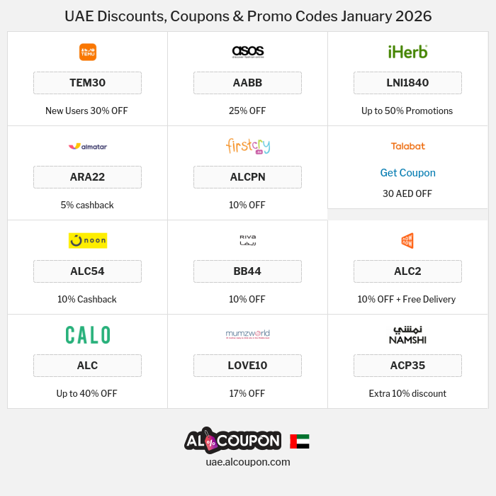 All Coupons and deals for UAE stores