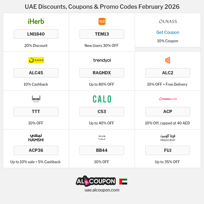 All Coupons and deals for UAE stores