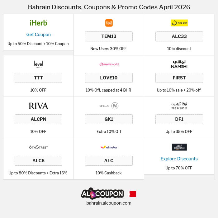 All Coupons and deals for Bahrain stores