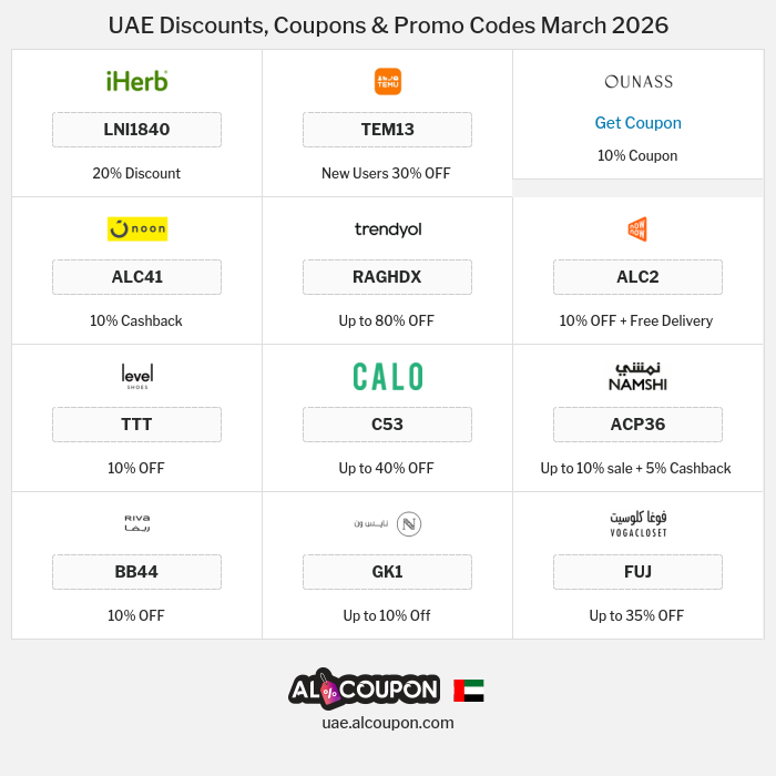 All Coupons and deals for UAE stores