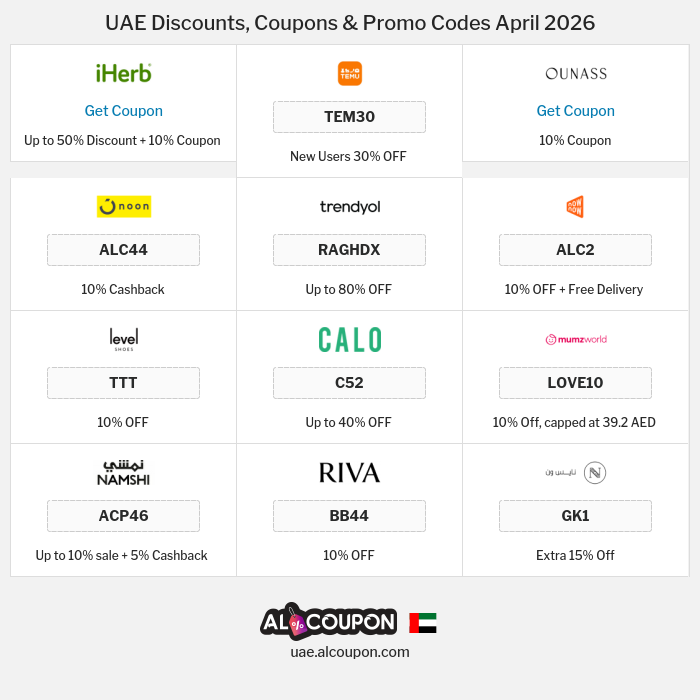 All Coupons and deals for UAE stores