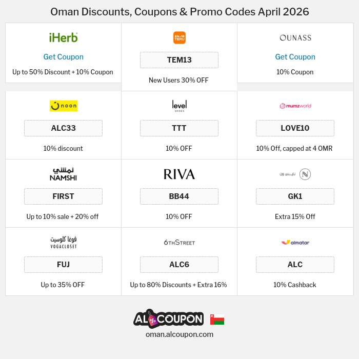 All Coupons and deals for Oman stores
