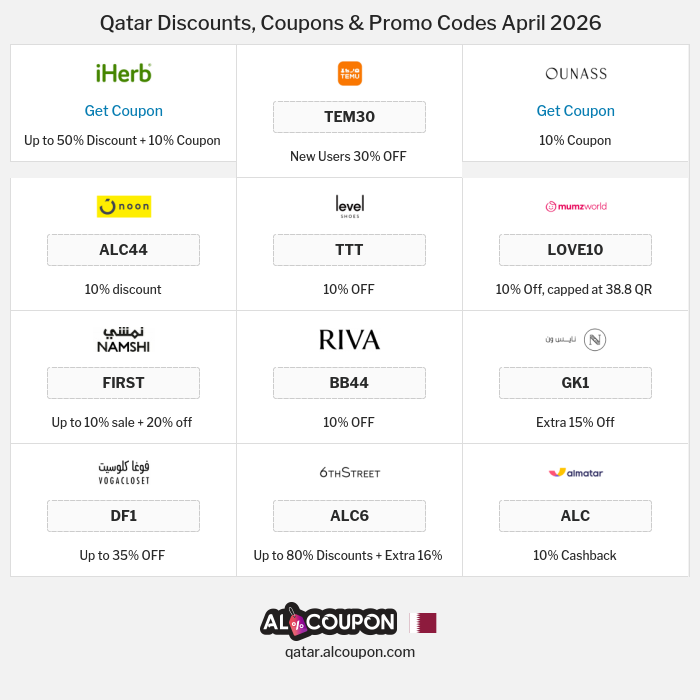 All Coupons and deals for Qatar stores