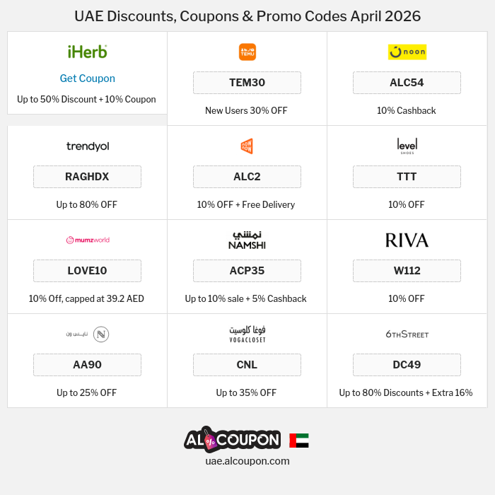 All Coupons and deals for UAE stores