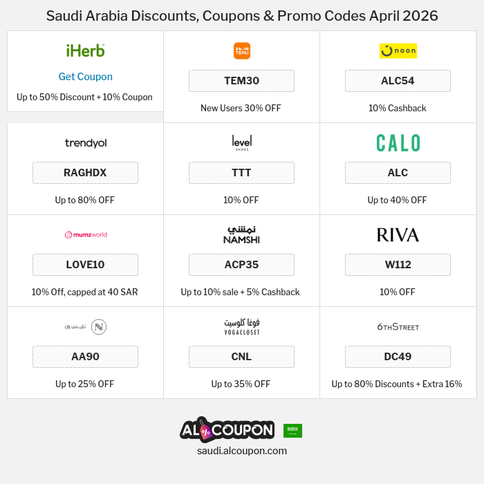 All Coupons and deals for Saudi Arabia stores