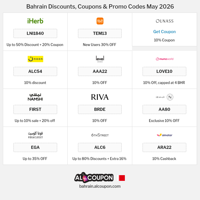 All Coupons and deals for Bahrain stores