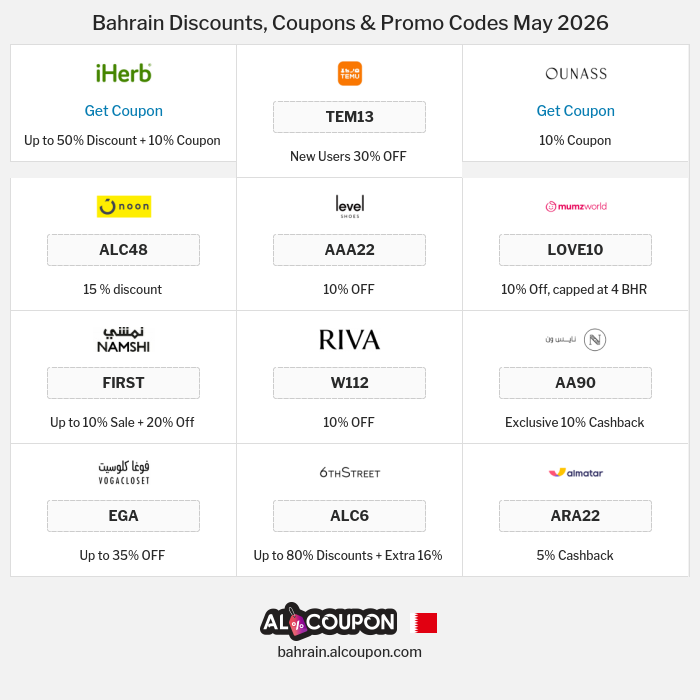 All Coupons and deals for Bahrain stores