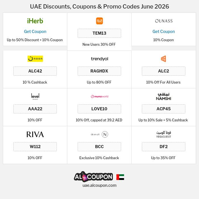 All Coupons and deals for UAE stores