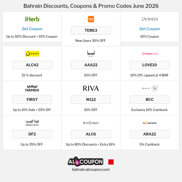 All Coupons and deals for Bahrain stores