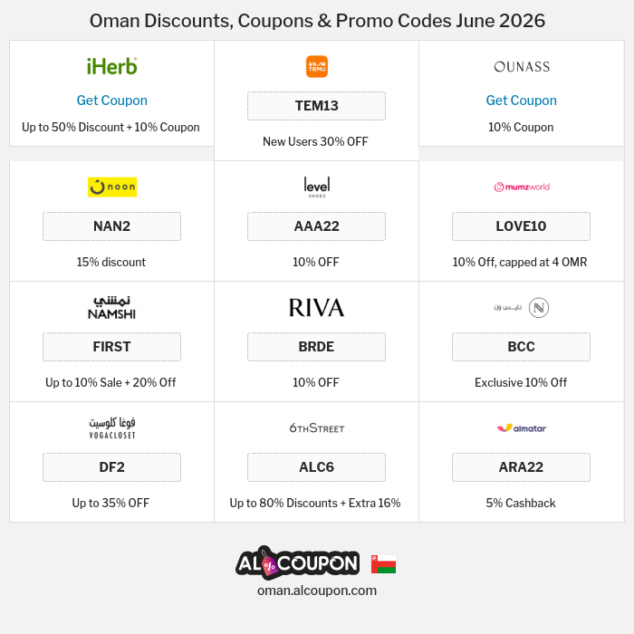 All Coupons and deals for Oman stores