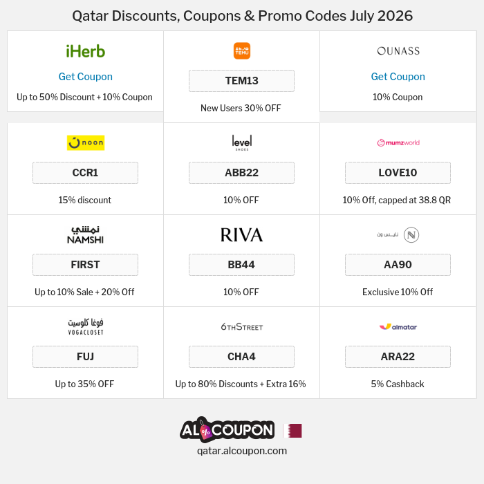 All Coupons and deals for Qatar stores