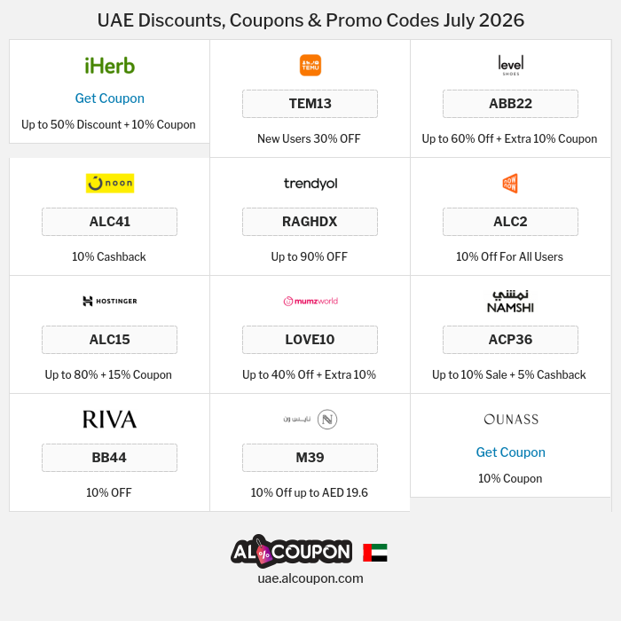 All Coupons and deals for UAE stores