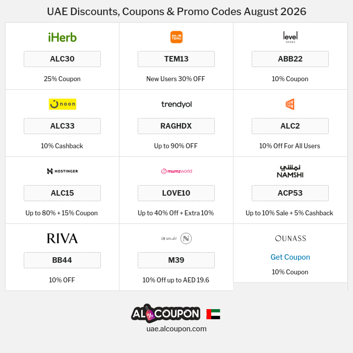 All Coupons and deals for UAE stores