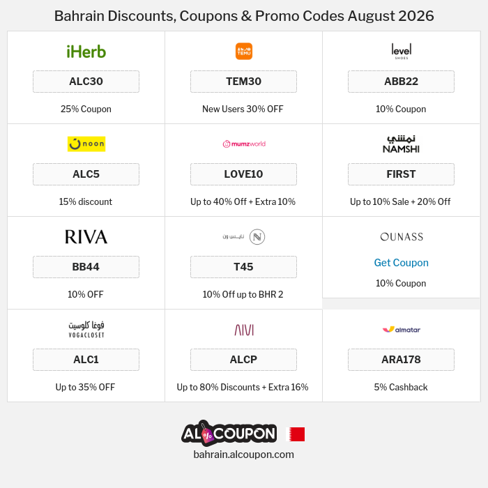 All Coupons and deals for Bahrain stores