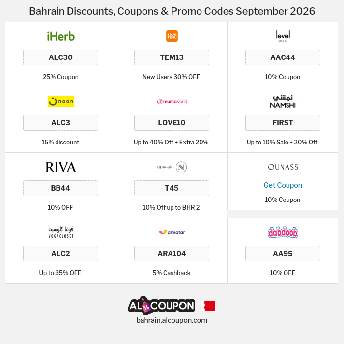 All Coupons and deals for Bahrain stores