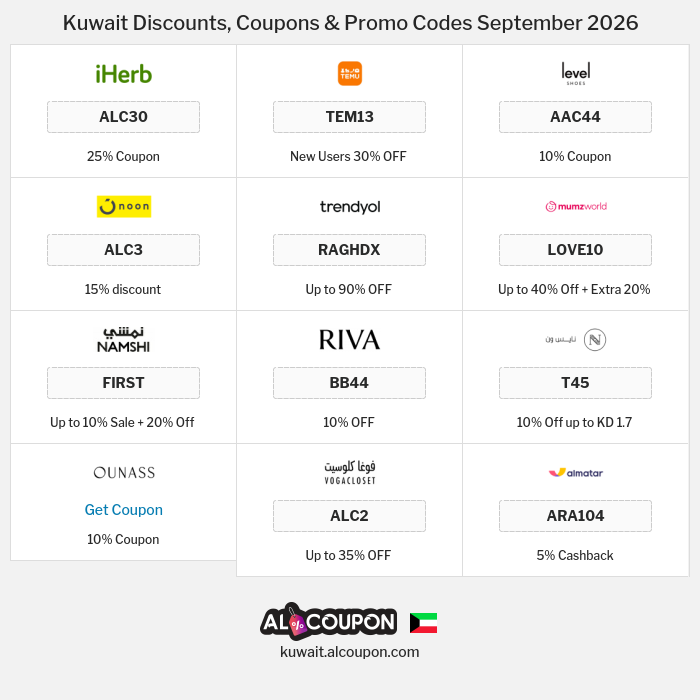All Coupons and deals for Kuwait stores