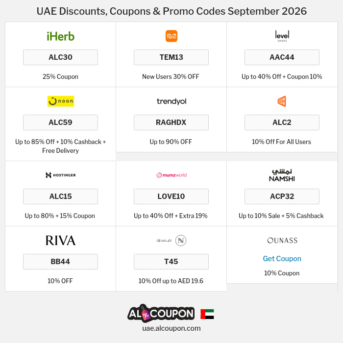 All Coupons and deals for UAE stores