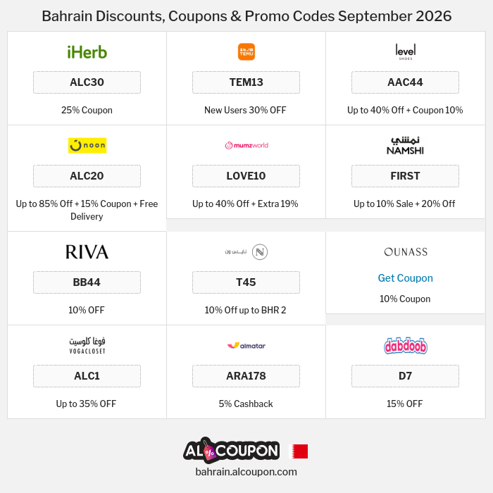 All Coupons and deals for Bahrain stores