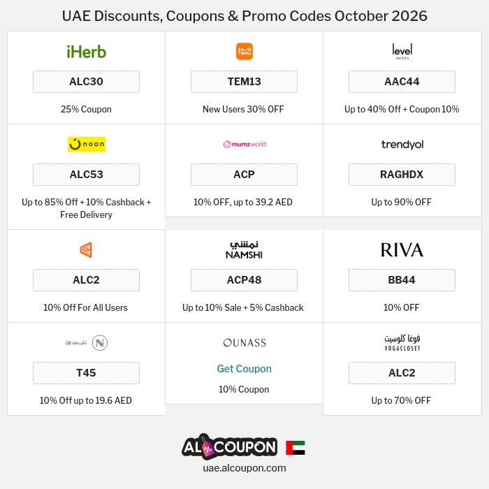 All Coupons and deals for UAE stores